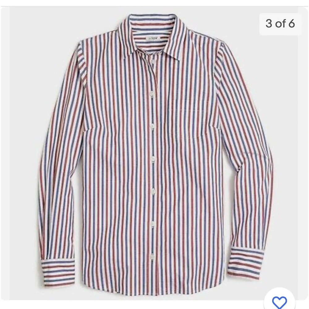 J Crew Womens Washed 4th July Red White Blue Striped Shirt